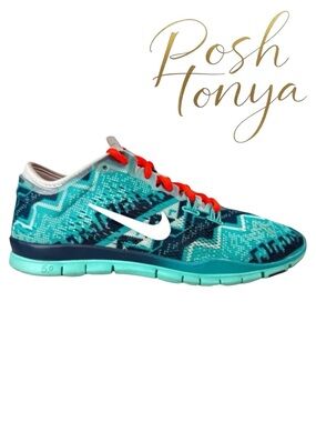 Nike Free 5.0 TR Fit 4 Athletic Sneakers Teal Size 6 Athleisure Running Trainers